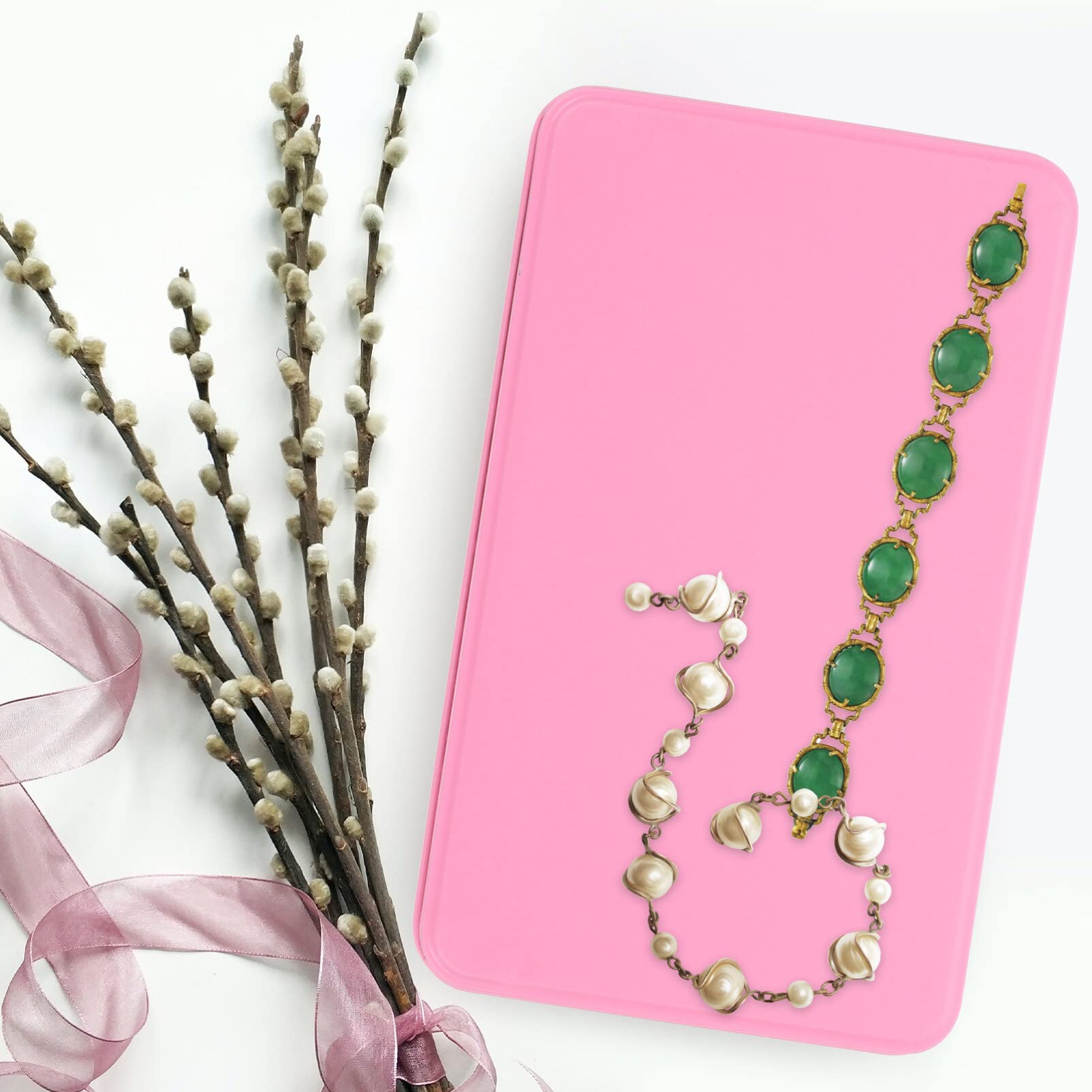Alipis Set 3 Scatole Rettangolari Contenitori Resistenti e Facili da Pulire per Conservazione in Latta Rosa per Uso Domestico e Regalo