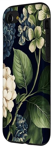 Miniatura 2 de Funda para iPhone SE (2020)  7  8 acuarela vintage floral azul marino cabezas hortensias