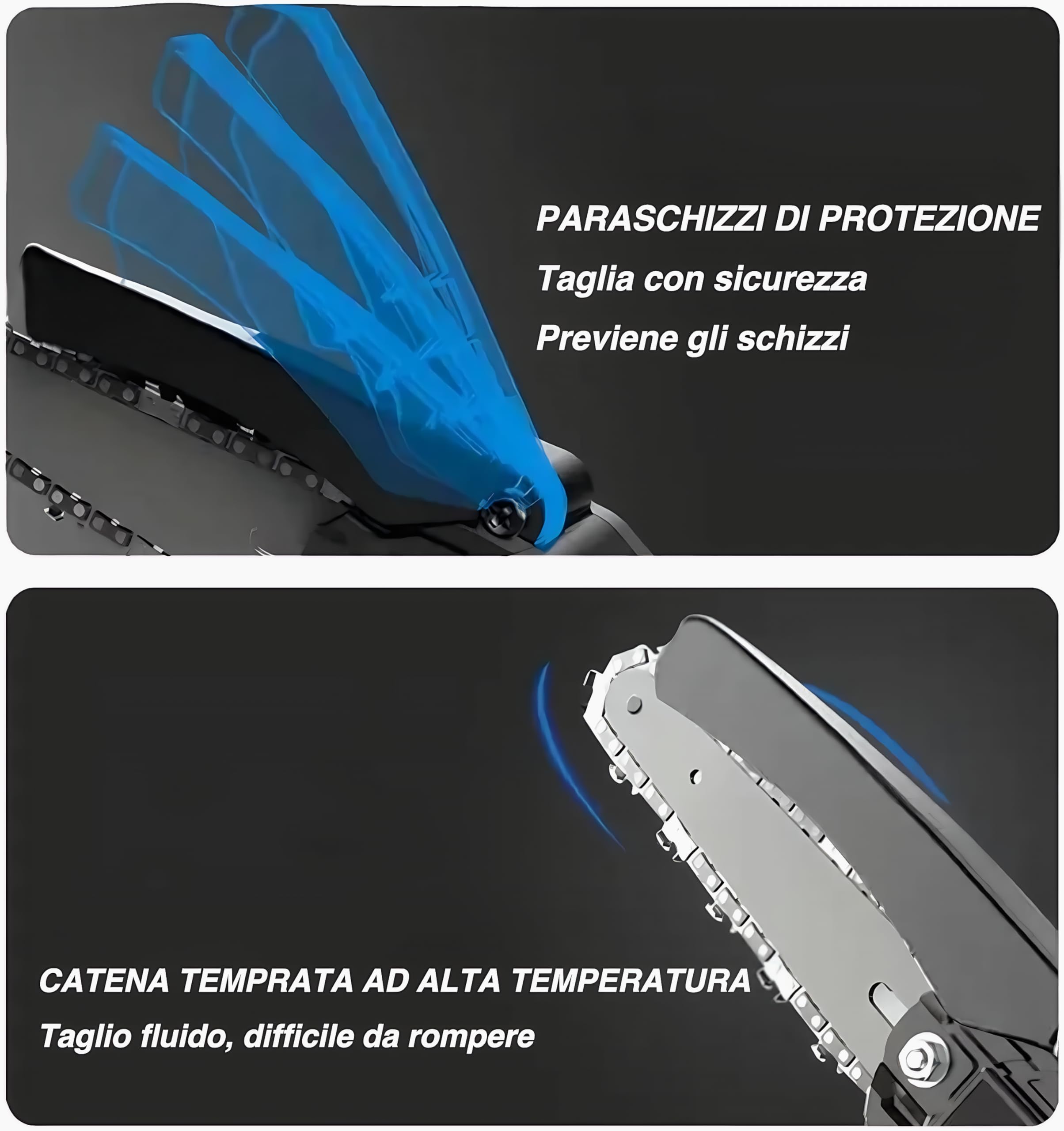 Voltix 6-calowa mini piła łańcuchowa z 2 bateriami, elektryczna piła łańcuchowa do przycinania z pompką olejową i łańcuchem zamiennym, piła łańcuchowa do cięcia drewna i prac w ogrodzie