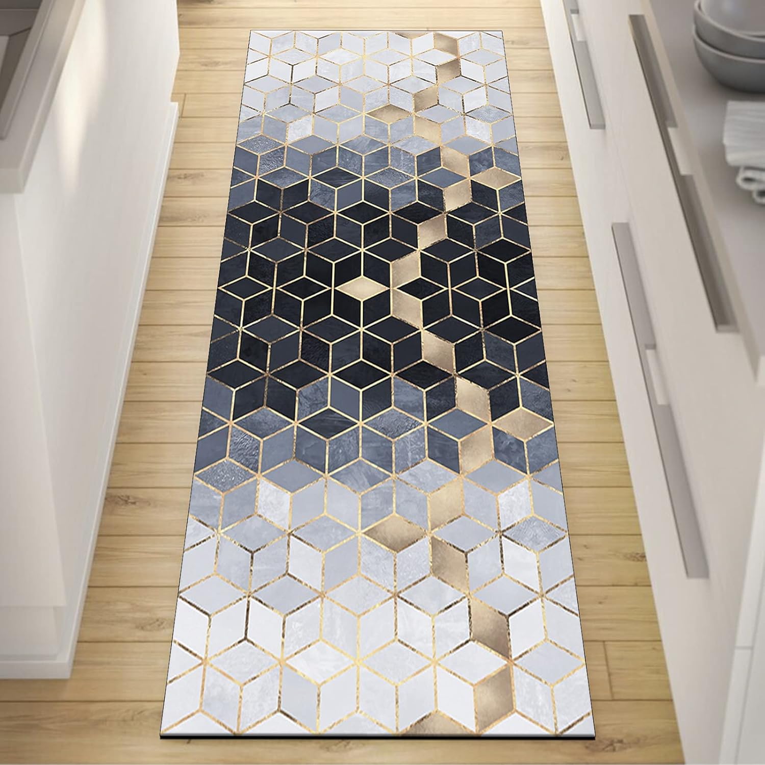 Kitchen Runner Mat 2'7"x25' Nordic Washable Area Rug for Bedroom