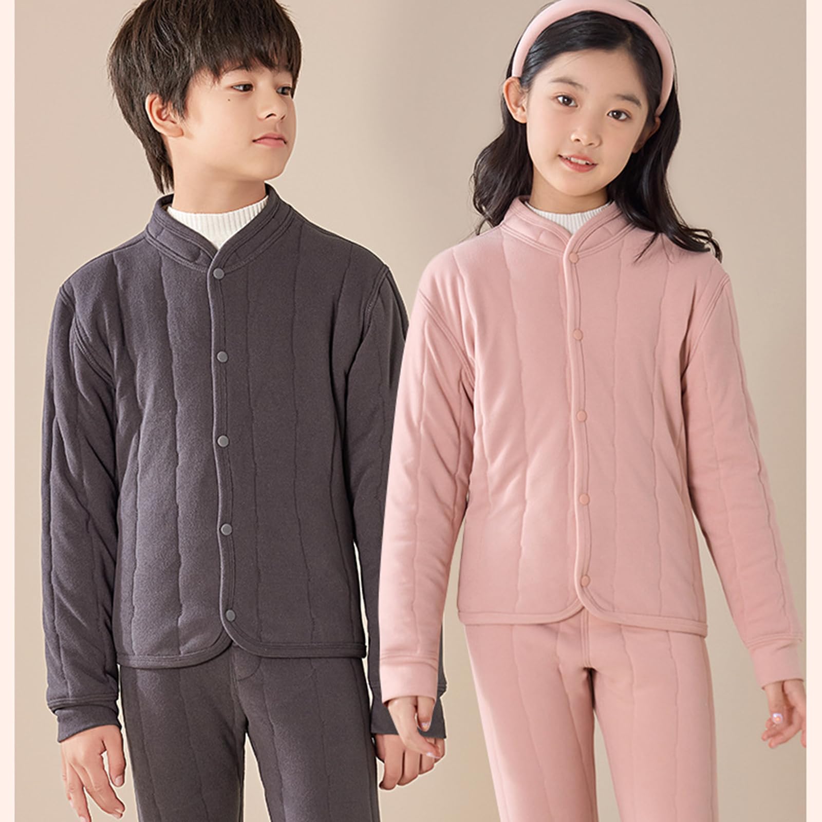 XAGMODSHN 2-teiliges Heimanzug Thermounterwäsche, Blue 120CM | Heimanzug, Baumwollkleidung, Thermo Unterwäsche für Jungen und Mädchen, passende Nachtwäsche, Winter Pyjama,
