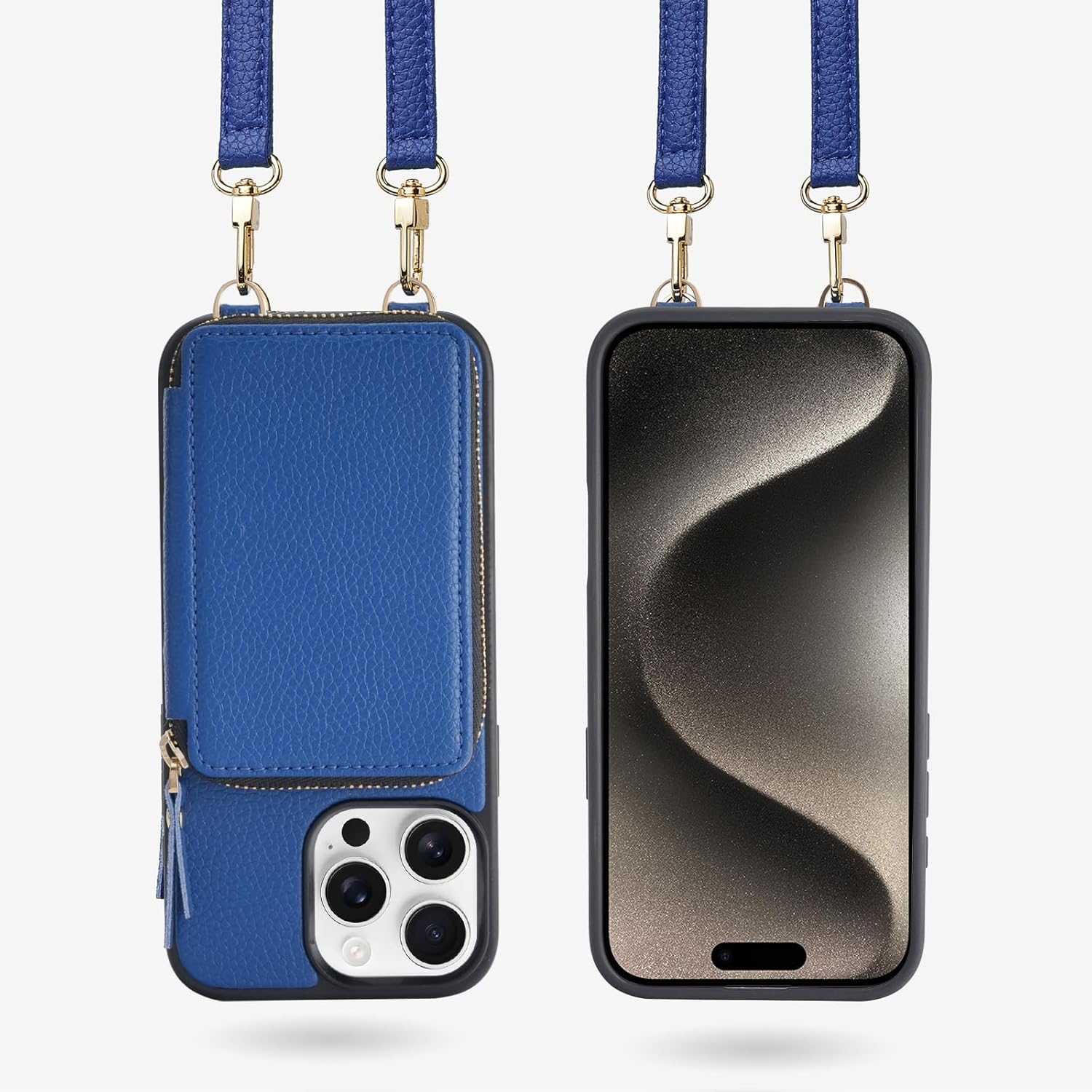 ZVE for iPhone 16 Pro Max Case Wallet, RFID Blocking Protective Handbag Flip Cover Crossbody Leather Case with Card Holder for iPhone 16 Pro Max 6.9" Navy Blue - Image 9