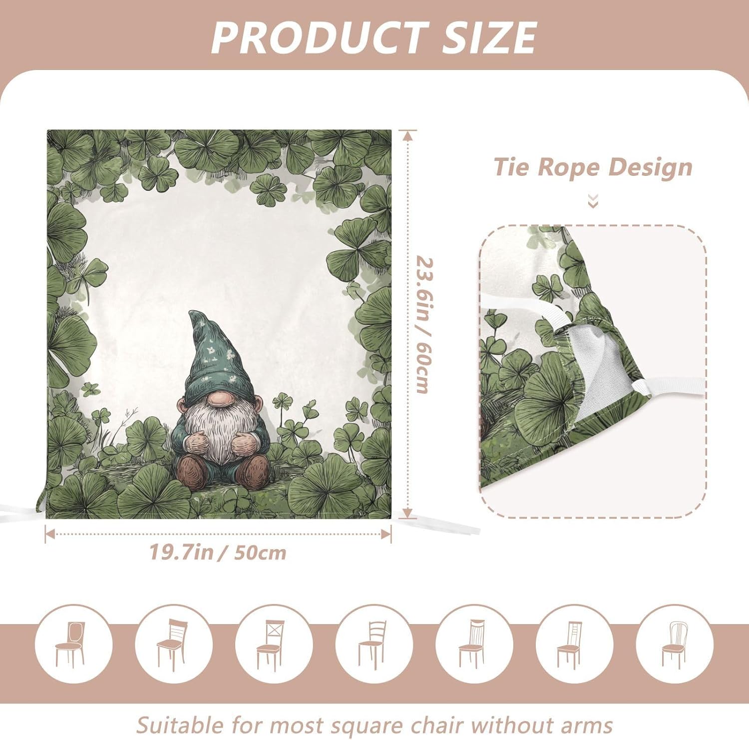 ALAZA Vintage St Patrick's Day Gnome Clovers Chair Back Cover Set of 6, Washable Reusable Removable Chair Slipcovers Decorative Chair Cover for Home Kitchen Wedding Party