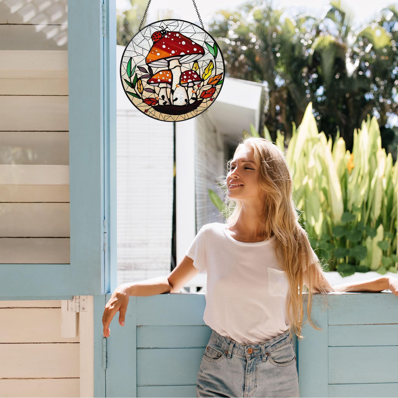 Attrape-soleil en verre teinté à suspendre pour femme - Décoration murale faite à la main - Cadeau de pendaison de crémaillère