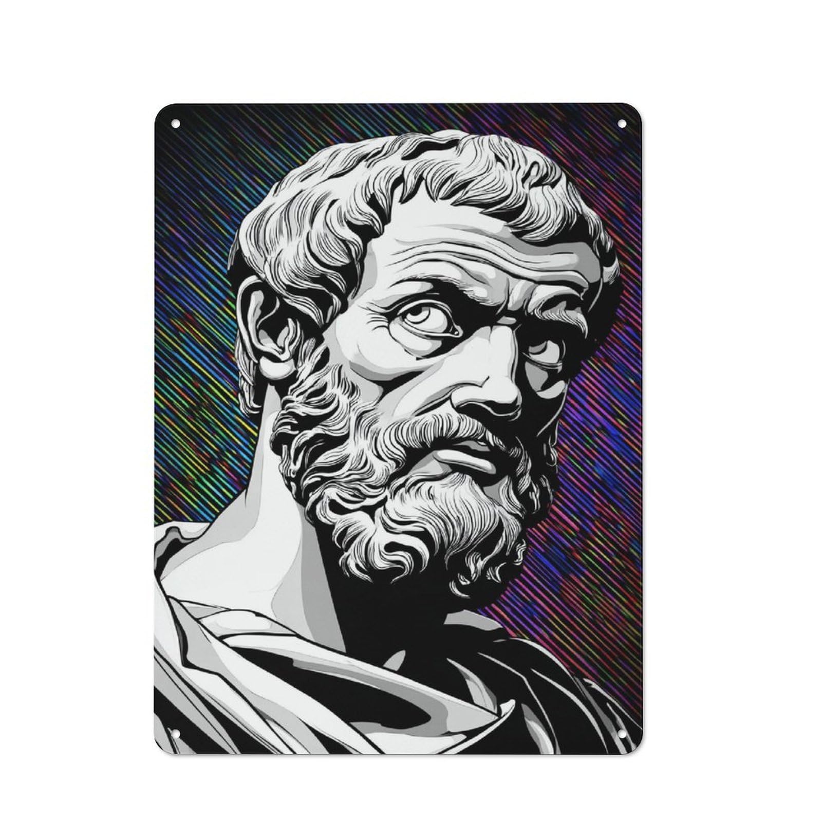 Junmoney Philosopher's Wisdom Timeless Insights Retro Tin Wall Plaque 40X30cm For Home Office Or Studio, Wall Decoration For Home Offices And Studios