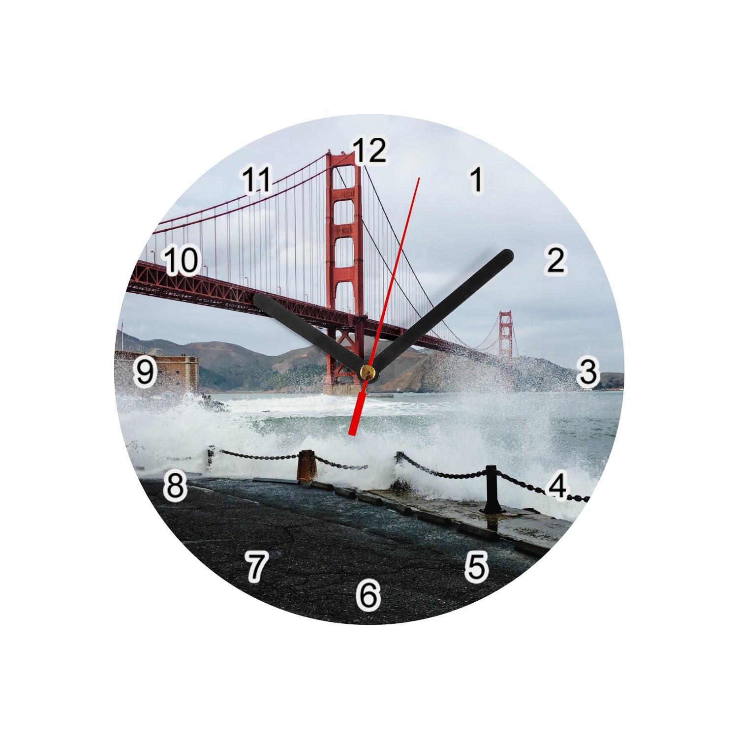 Horloge Murale en Verre Salon Paysage Urbain San Francisco Blanc