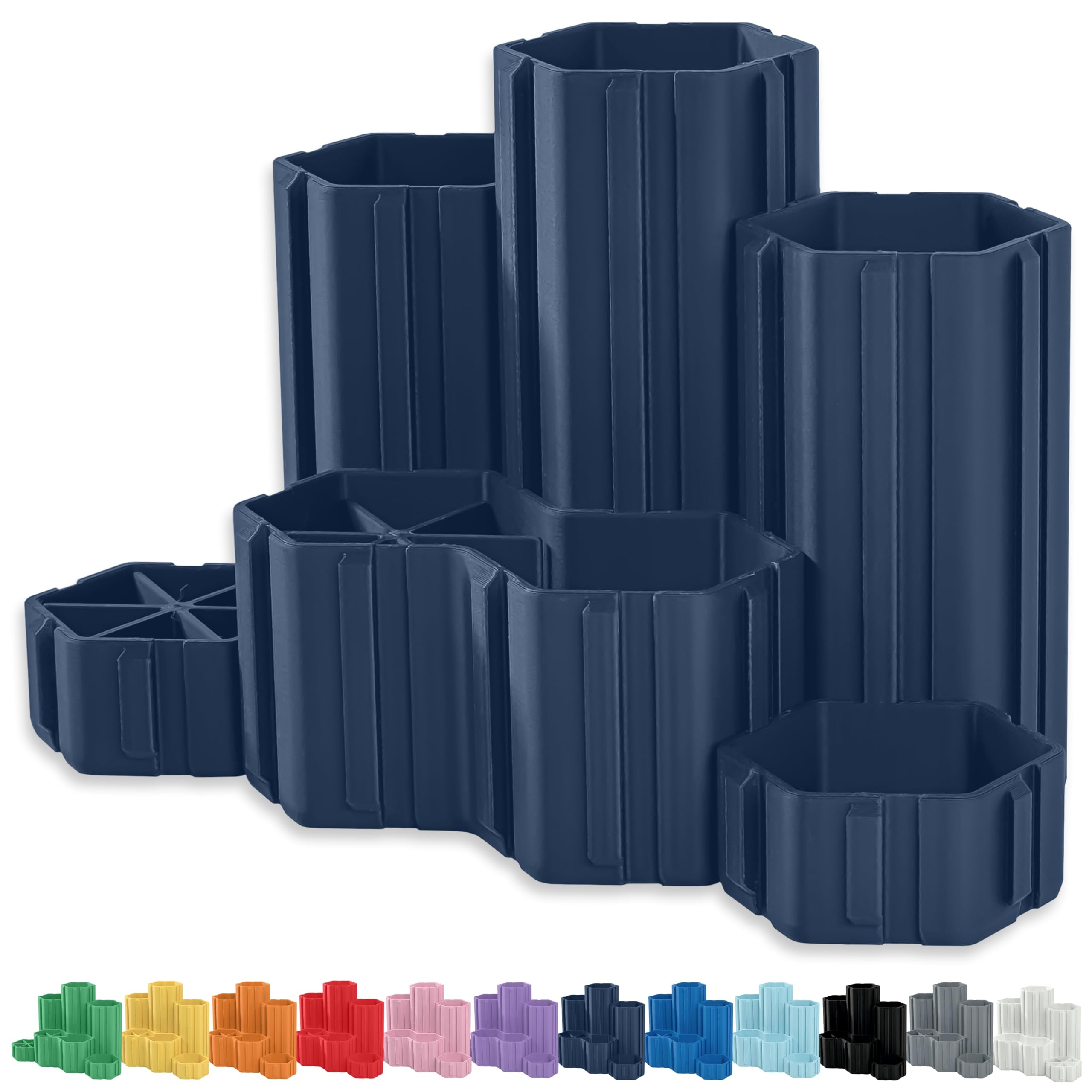 Glassboard Studio Hexaflex Organizer-Set – Stifte- und Stifthalter für den Schreibtisch, vielseitiges sechseckiges Design, verstellbare Trennwände, 12 Farboptionen – Schreibtisch- und Büroorganisation