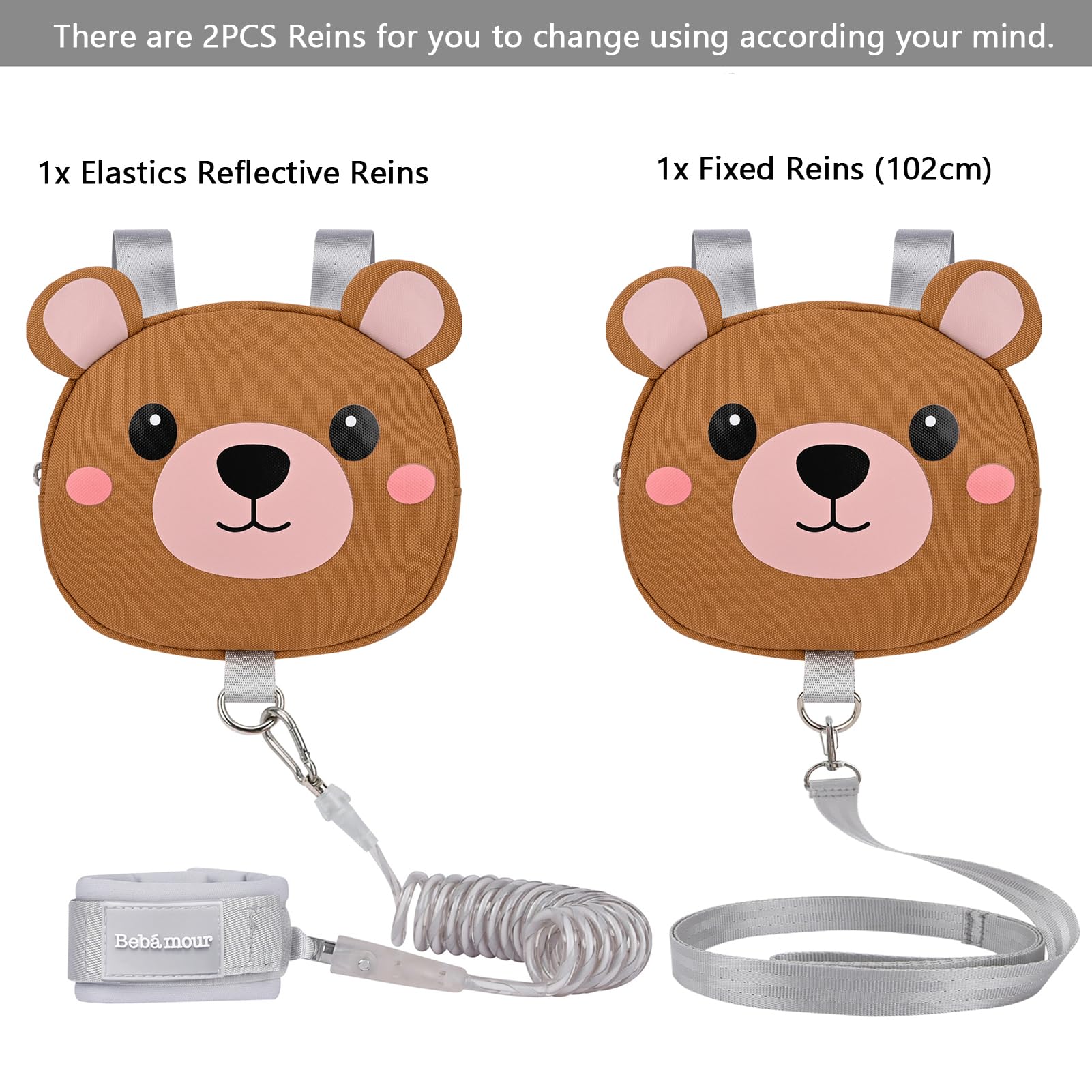 Bebamour Animal Toddler Backpack z wodzami bezpieczeństwa Mini torba ze smyczą dla dzieci Przenośny plecak z szelkami dla chłopców i dziewcząt