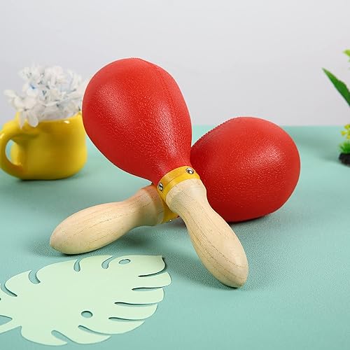 Miniatura 12 de Maracas, tamaño grande de 10 pulgadas, Rumba Shaker Rattle Instrumento musical de percusión manual para adultos y niños, amarillo, juego de 2