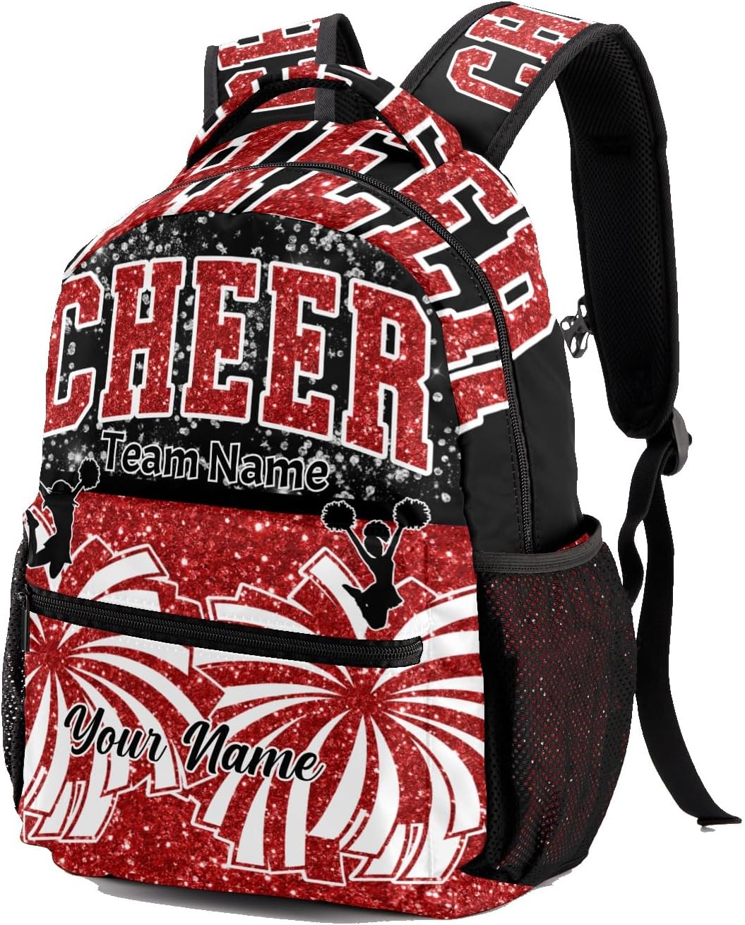 Red Cheer Custom Cheer Bag Backpack for Cheerleader Personalized Cheerleading Backpack Bag, Cheer Coach Casual Travel Daypack