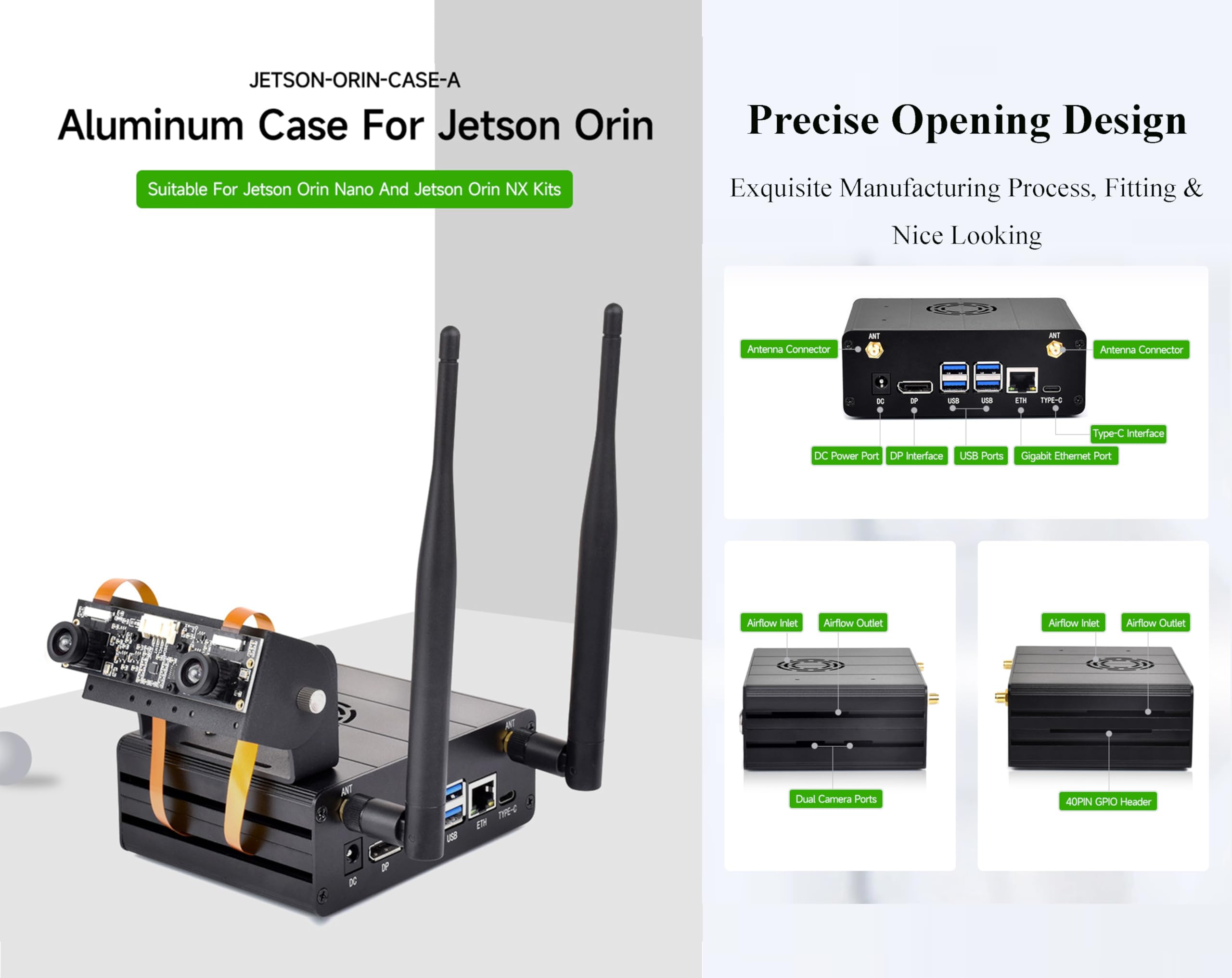 Amazon.co.jp: Jetson Orin用アルミニウム合金ケース、カメラホルダー