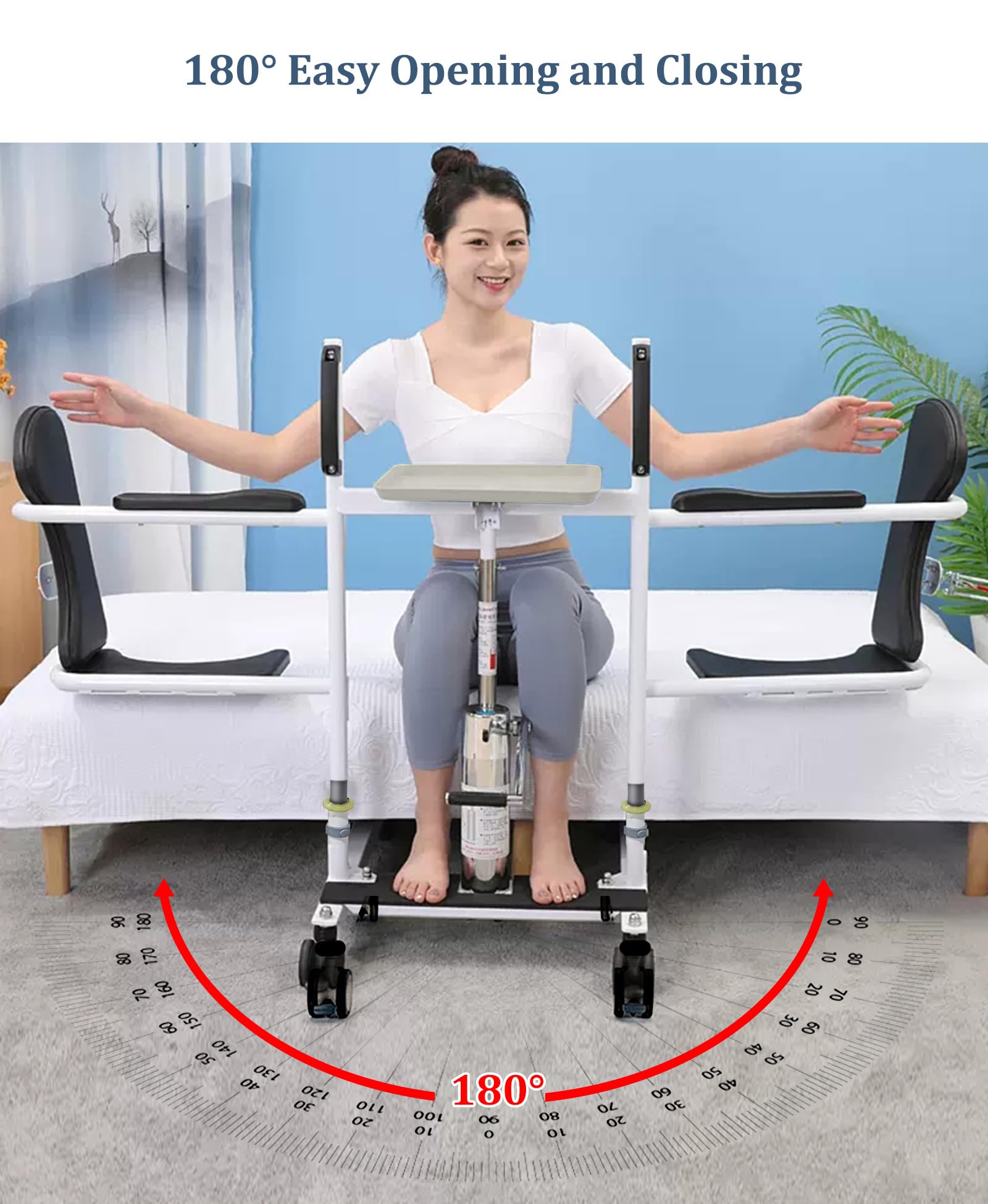 5 en 1 Silla Hidráulica de Transferencia, Sillón Elevador para Ancianos, Silla de Ruedas de Transferencia, Dispositivos de Asistencia para Ancianos (No Apto para Parálisis Total)