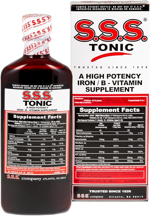 S.S.S. Tonic, Iron and Vitamin B Supplement, High Potency Vitamins, Bottle, 10 Fl Oz (Pack of 1)