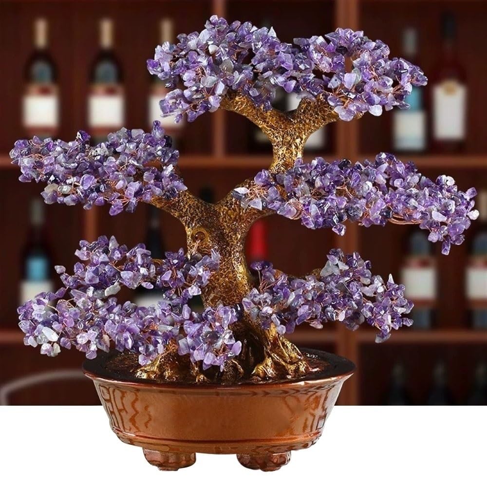 Amethyst Crystal Tree,Bonsai Tree of Life Home Office Decor,Bonsai Feng Shui Money Tree for Positive Energy and Wealth,1251 Amethyst Count,13