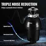VEVOR Garbage Disposal, 1HP 3270RPM Continuous Feed Food Waste Disposer, EZ Connect Food Waste Grinding System with Sound Reduction, Power Cord & Splash Guard for Kitchen Sinks