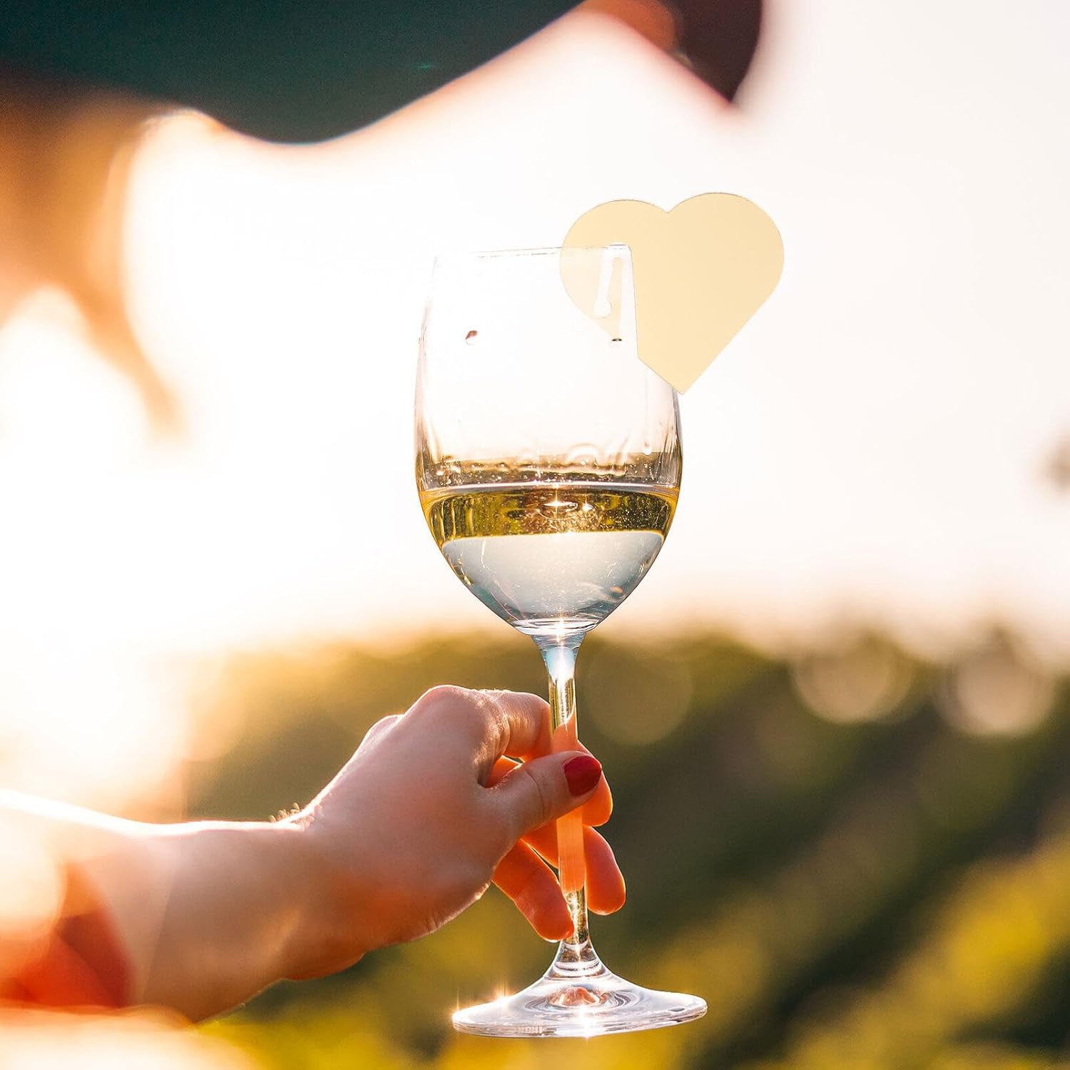 Kichvoe 50pcs Heart Shaped Drink Markers Reusable Cup Labels for Parties Weddings Dinners Stylish Portable Wine Charms for Easy Identification