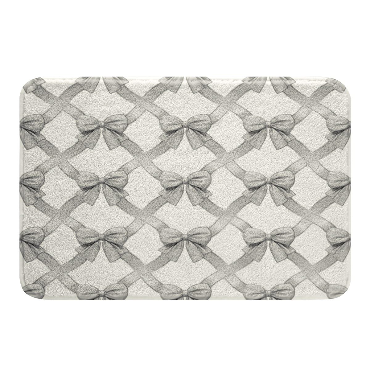 jejeloiu Coquette Bows Bathroom Rugs 20"x32" Kids Silver Grey Bows Bath Rugs for Shower Tub for Boys Teens Watercolor Bow Bath Mats for Bathroom Cute