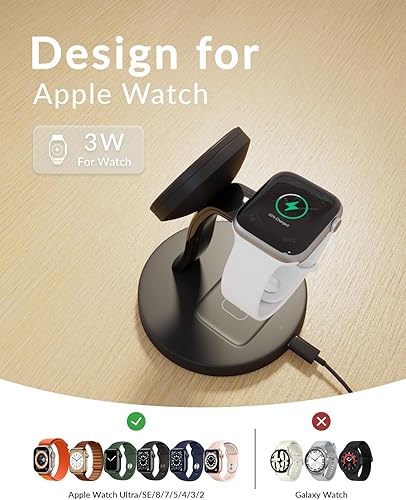 Miniatura 4 de Cargador inalámbrico 3 en 1 para MagSafe, estación de carga inalámbrica, compatible con iPhone 15141312, Apple Watch, AirPods Pro32 (cable y