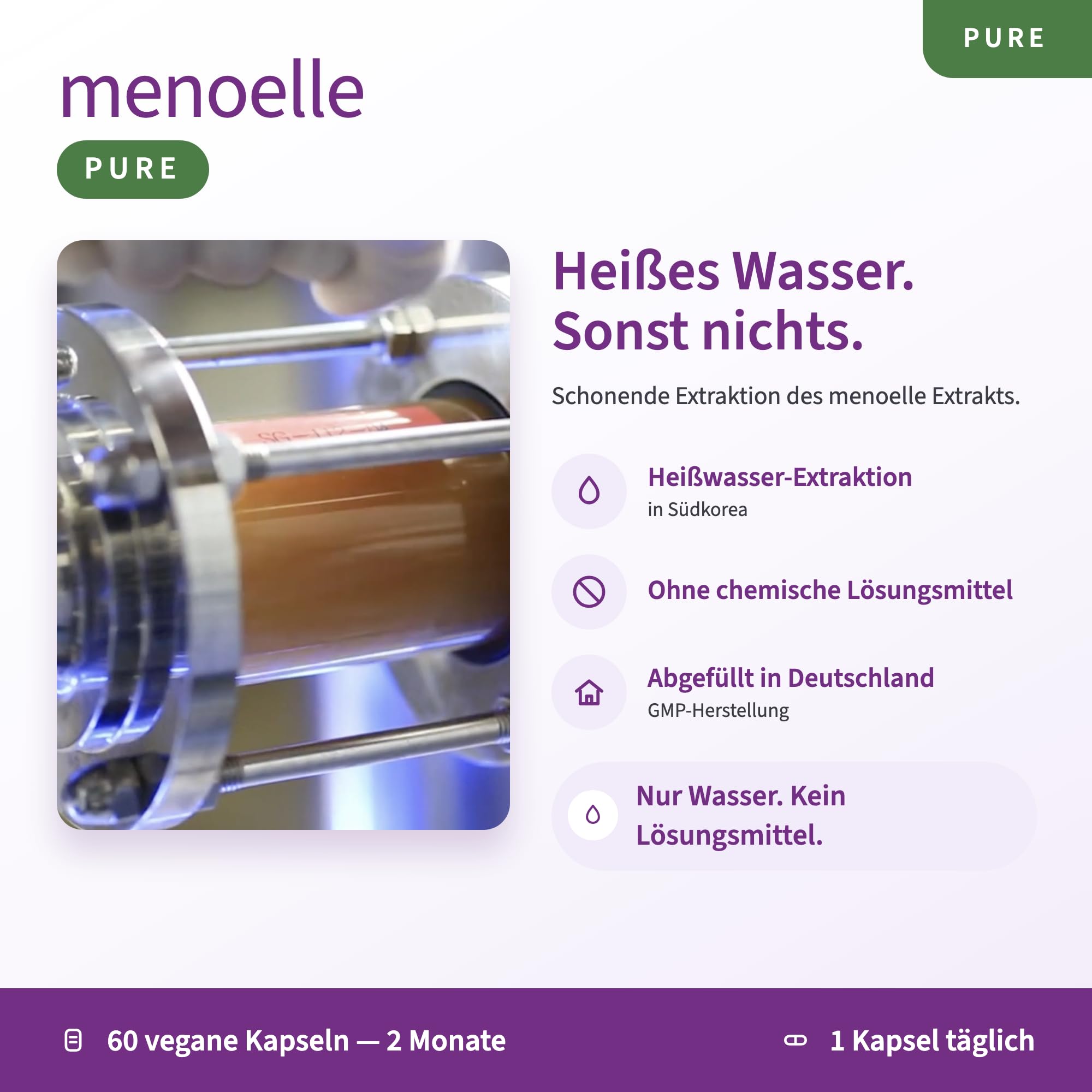 menoelle PURE – EstroG-100 Extrakt aus 3 Wurzeln – 60 vegane Kapseln