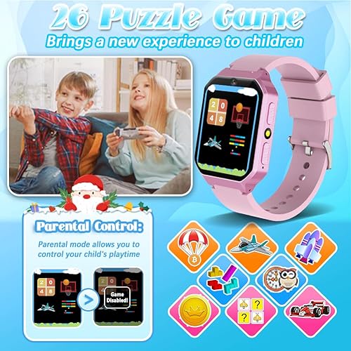 Miniatura 3 de Reloj inteligente para niños y niñas de 5 a 10 años, juguetes con pantalla táctil HD de 1.69 pulgadas, 26 juegos, podómetro, cámara de video, 13