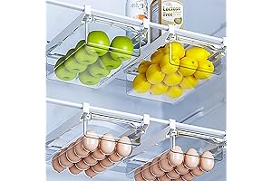 2 Pack Refrigerator Organizer Bins Pull Out Drawer, 12” Adjustable Refrigerator Drawers,...