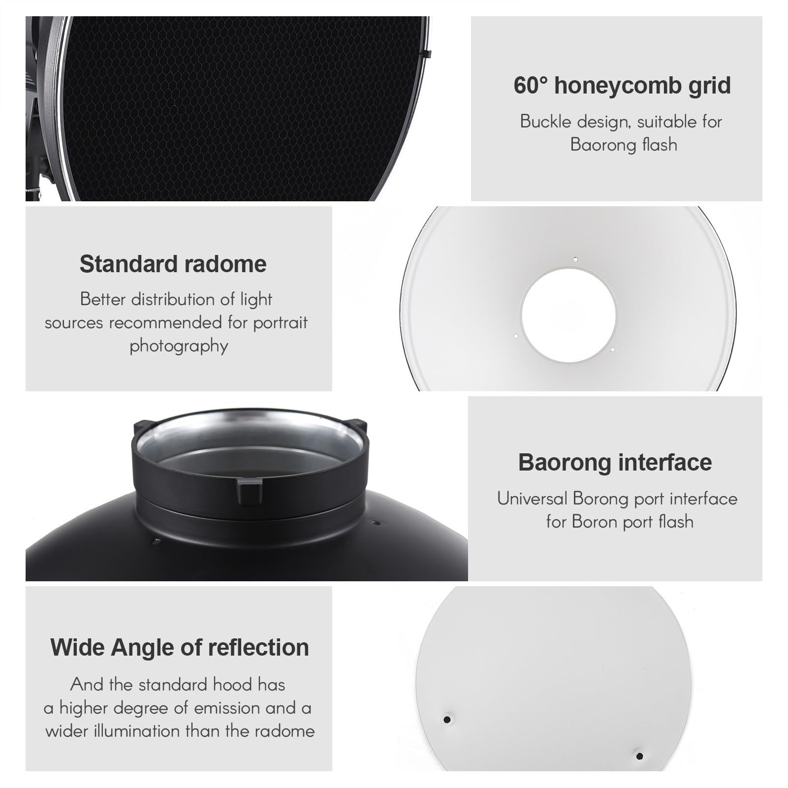 Andoer Réflecteur Standard Beauty Dish Bowens Mount avec Diffuseur Blanc Réflecteur Grille en nid d'abeille pour Photographie de Portrait en Studio Lumière Stroboscopique Flash