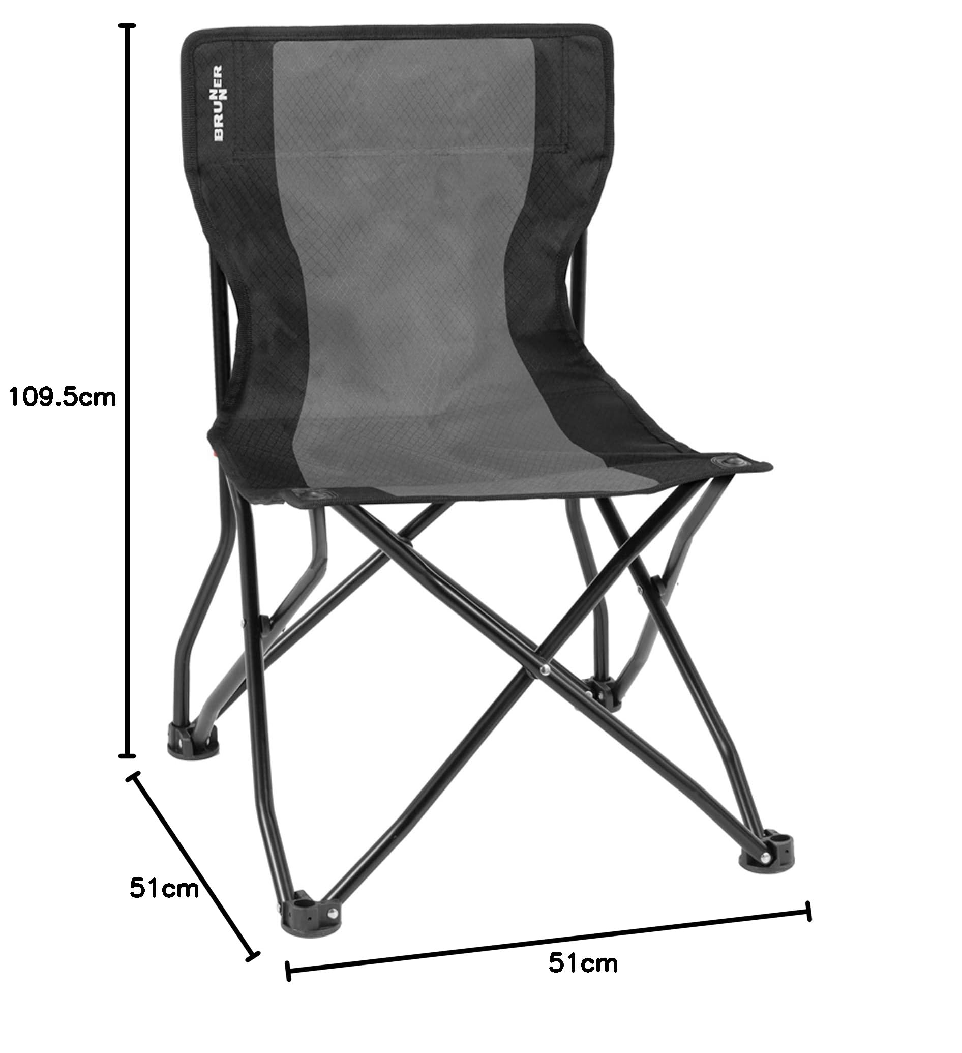 Brunner 0404035N.C20 Sedia Pieghevole da Campeggio con Telaio di Sicurezza Antiribaltamento, Grigio/Nero