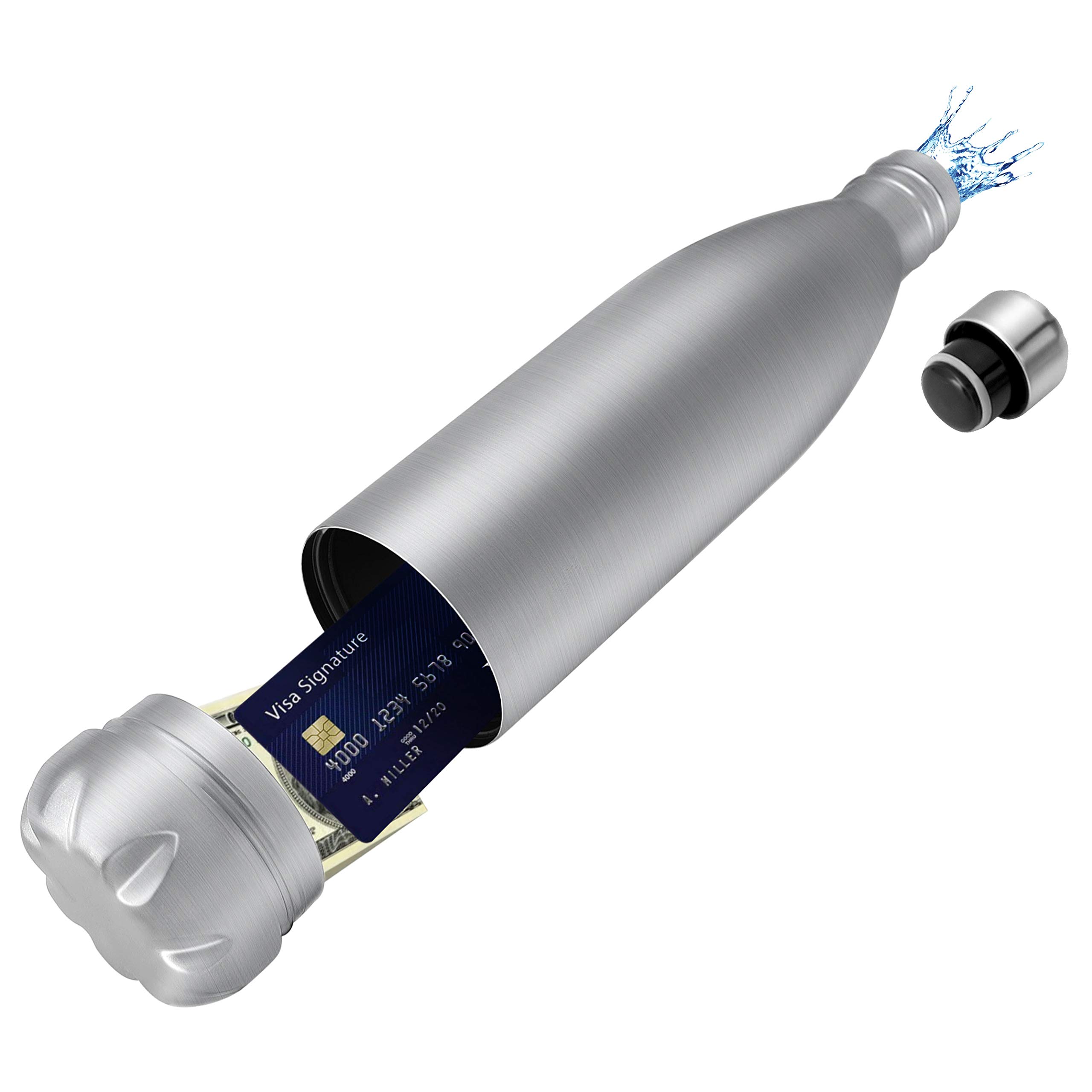 Diversion Safe Water Bottle With Secret Hidden Compartment Container Stash Box For Money Cash Keychain Car Key Storage Can For Valuables Stainless Steel Insulated Leak Proof Silver Amazon Com