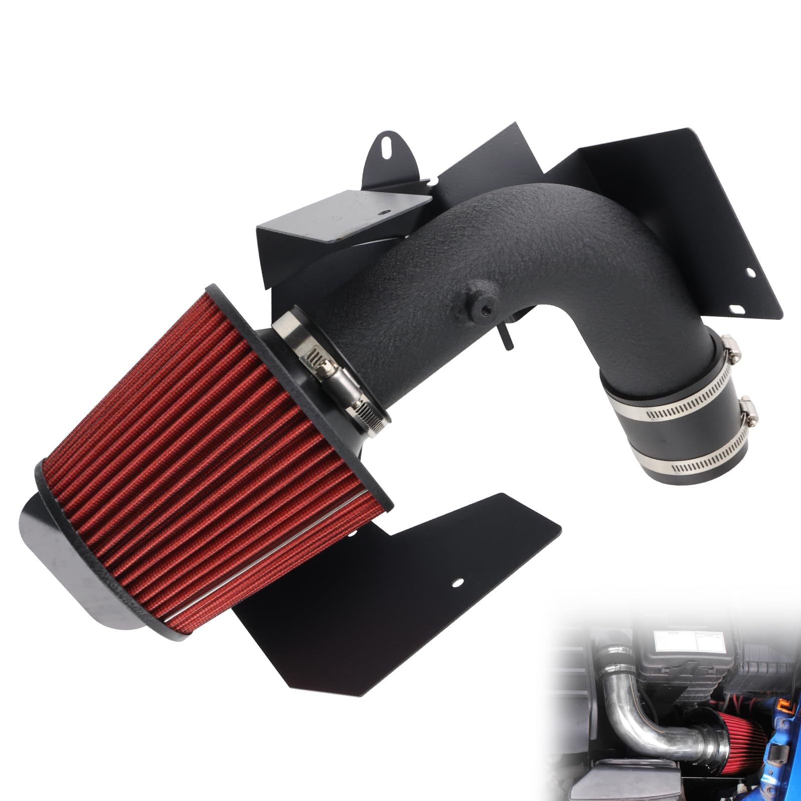Kit de admisión de aire frío compatible con VW Golf MK5 1.9 TDI y 2.0L TSI (04-14) Jetta Passat (05-14), sistema de admisión de aluminio de alto rendimiento con escudo térmico y filtro