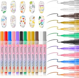 Nail Art Pens Set of 12 Colors | Fine Tip Nail Design Pen for Beginners & Professionals | Quick Dry DIY Nail Drawing Pen |... Price In India