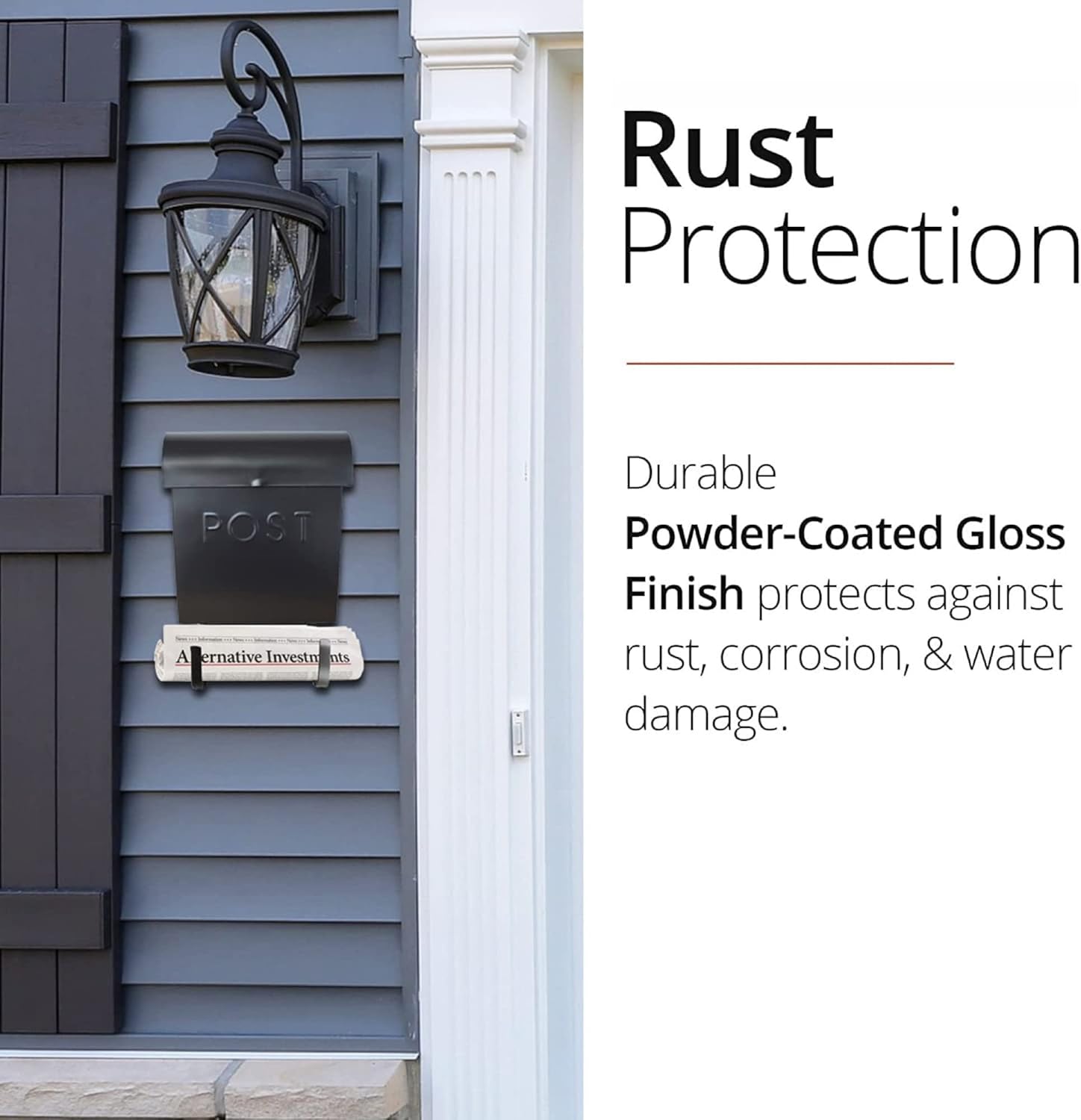 NACH Mailboxes for Outside Wall Mount, 12 x 11.2 x 4.5 inch, Black Mailbox, Waterproof Mailbox with Outdoor Newspaper Holder - The Euro Mailbox