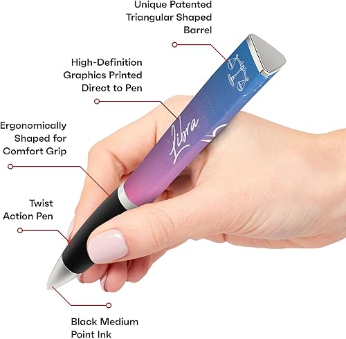 Miniatura 39 de ANINKABOVE Bolígrafos de signo del zodiaco Sagitario (bolígrafo de 3 lados en estuche acrílico) Regalo de bolígrafo del zodiaco, diseño