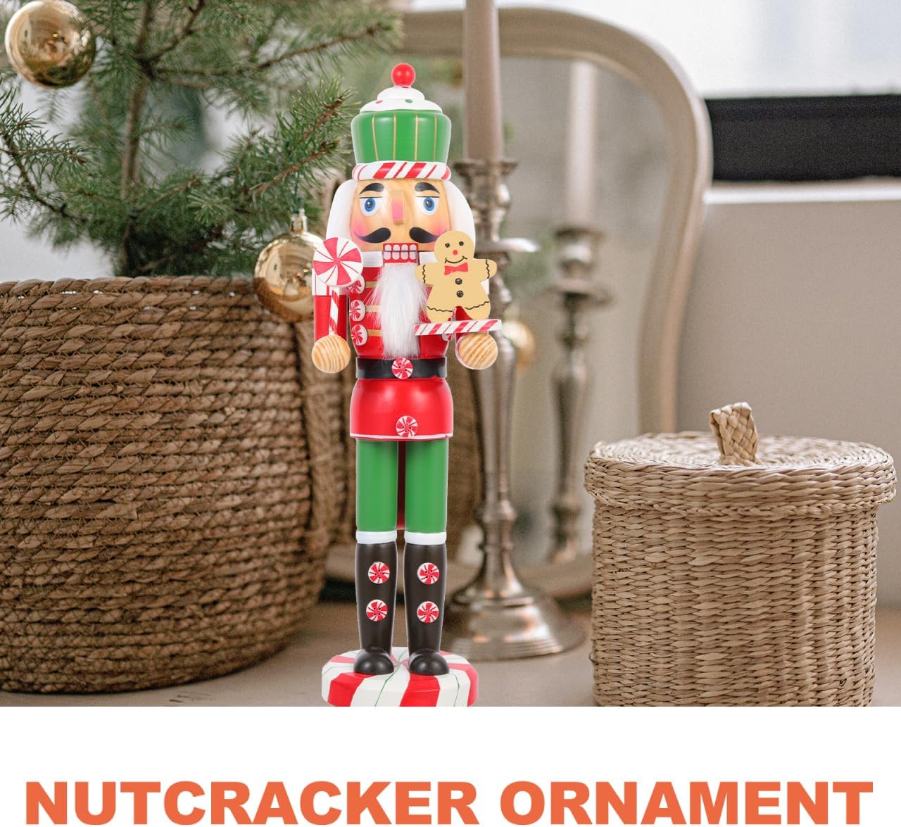 SAFIGLE Christmas Decorations Nutcracker Ornament: 14 Inch Wooden Xmas Traditional Nutcracker, Festive Collectible Figures Party Tabletop Thanksgiving Decor Christmas Decor Indoor Table Centerpiece
