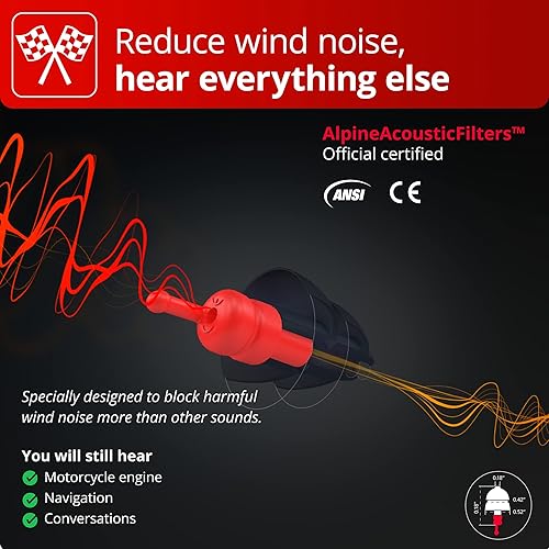 Vista 9 de Alpine MotoSafe Race - Tapones para los oídos de motocicleta para reducción de ruido del viento - 20 dB - Protección auditiva de motocicleta