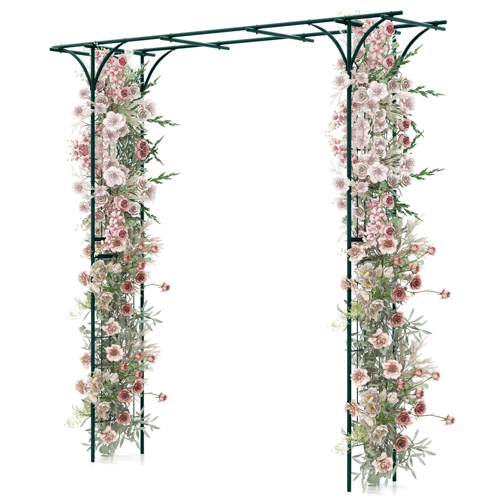 GOPLUS Arche de Jardin en Fer Forgé 205 cm, Treillis pour Diverses Plantes Grimpantes, Arche de Décoration Intérieure et Extérieure pour Cérémonie, Mariage, Jardin, 205 x 52 x 205 cm