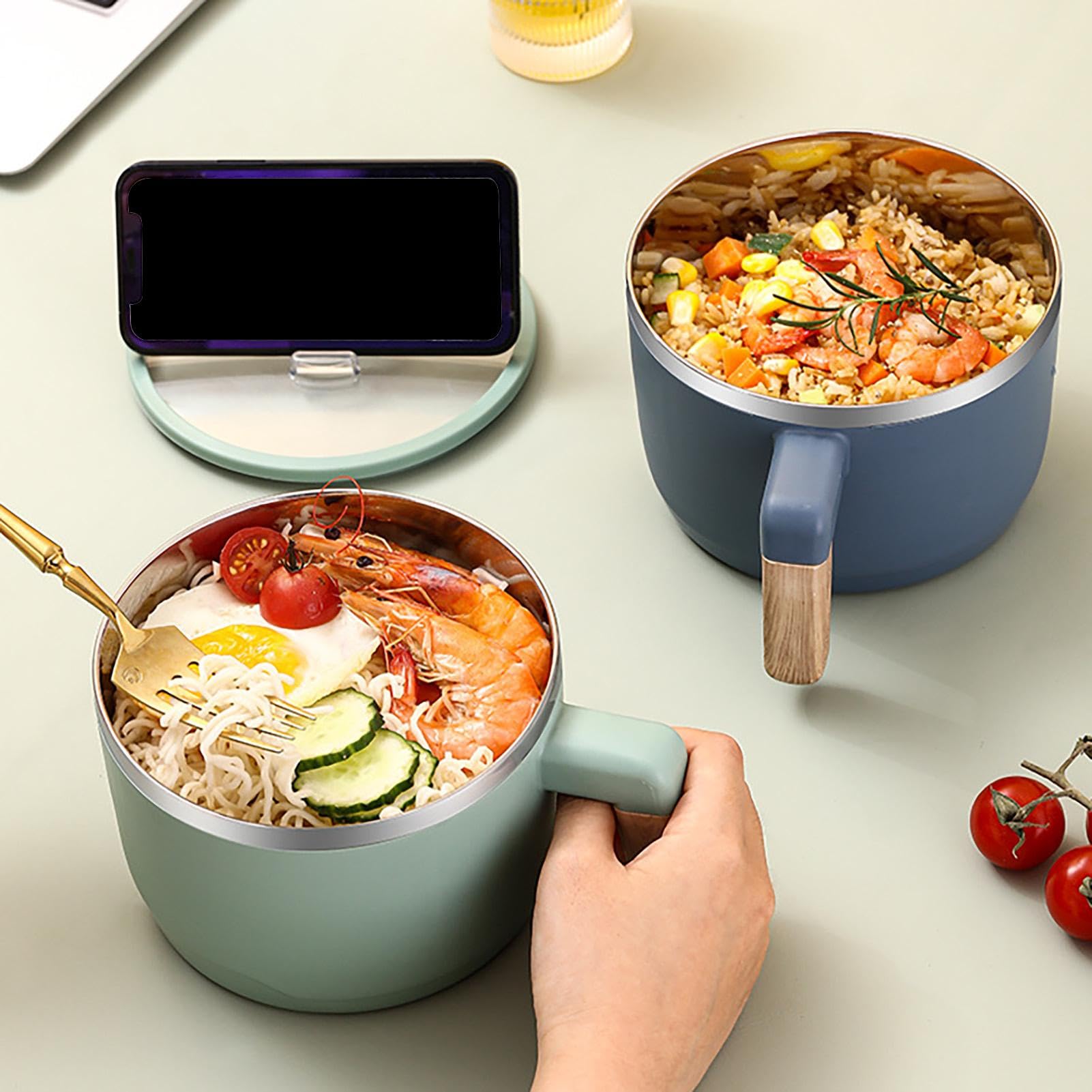 Ciotola Per Ramen In PP Adatta Al Microonde – Grande 250 Ml, Con Coperchio E Manico, Per Dormitorio E Ufficio