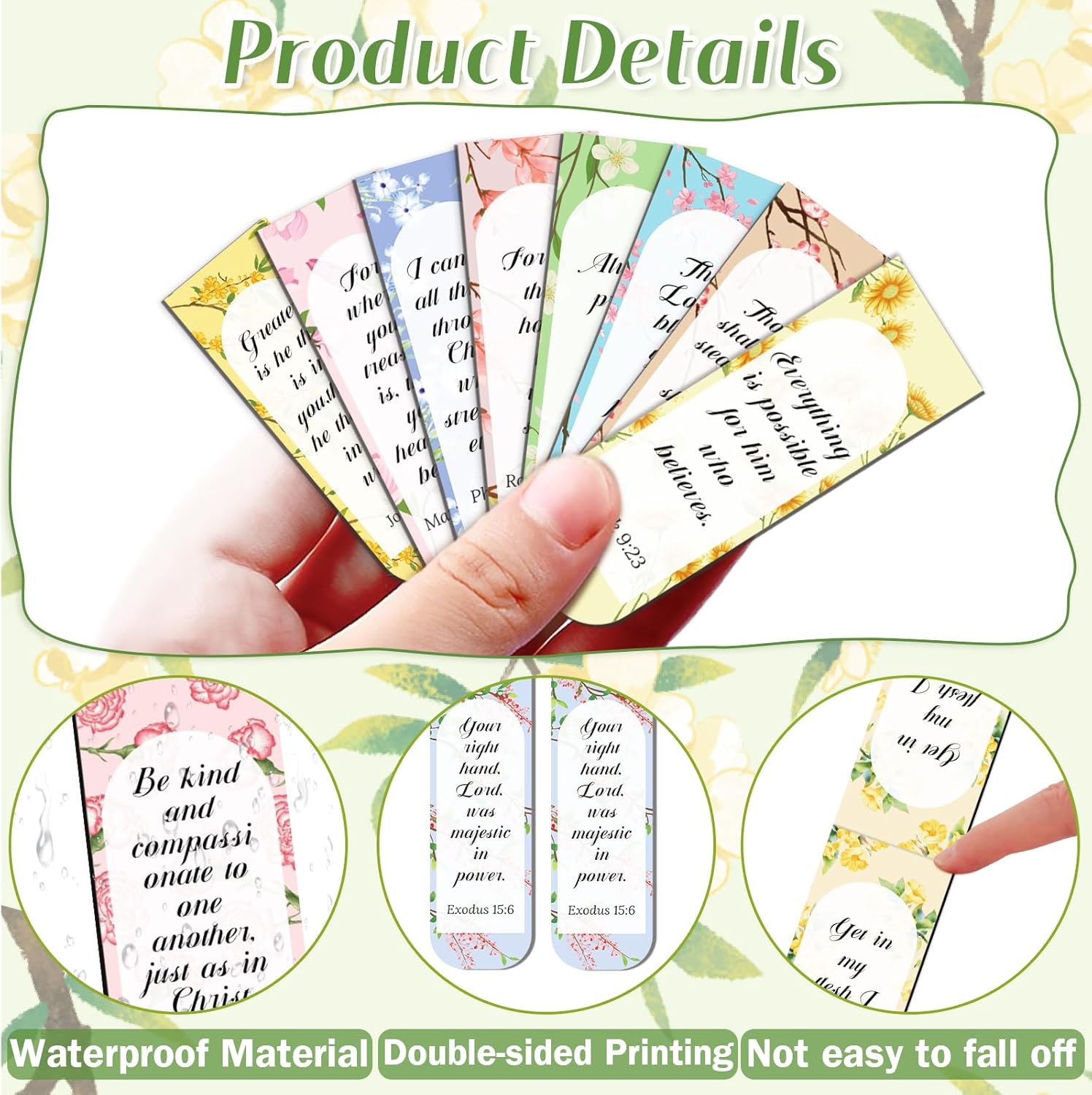 100 Pack Flower Bible Magnetic Bookmarks Christian Magnet Bookmark Clips for Women Men Book Lovers Bible Page Markers for Teachers Students Reading School Office Home, Printing on 2 Side - Image 2