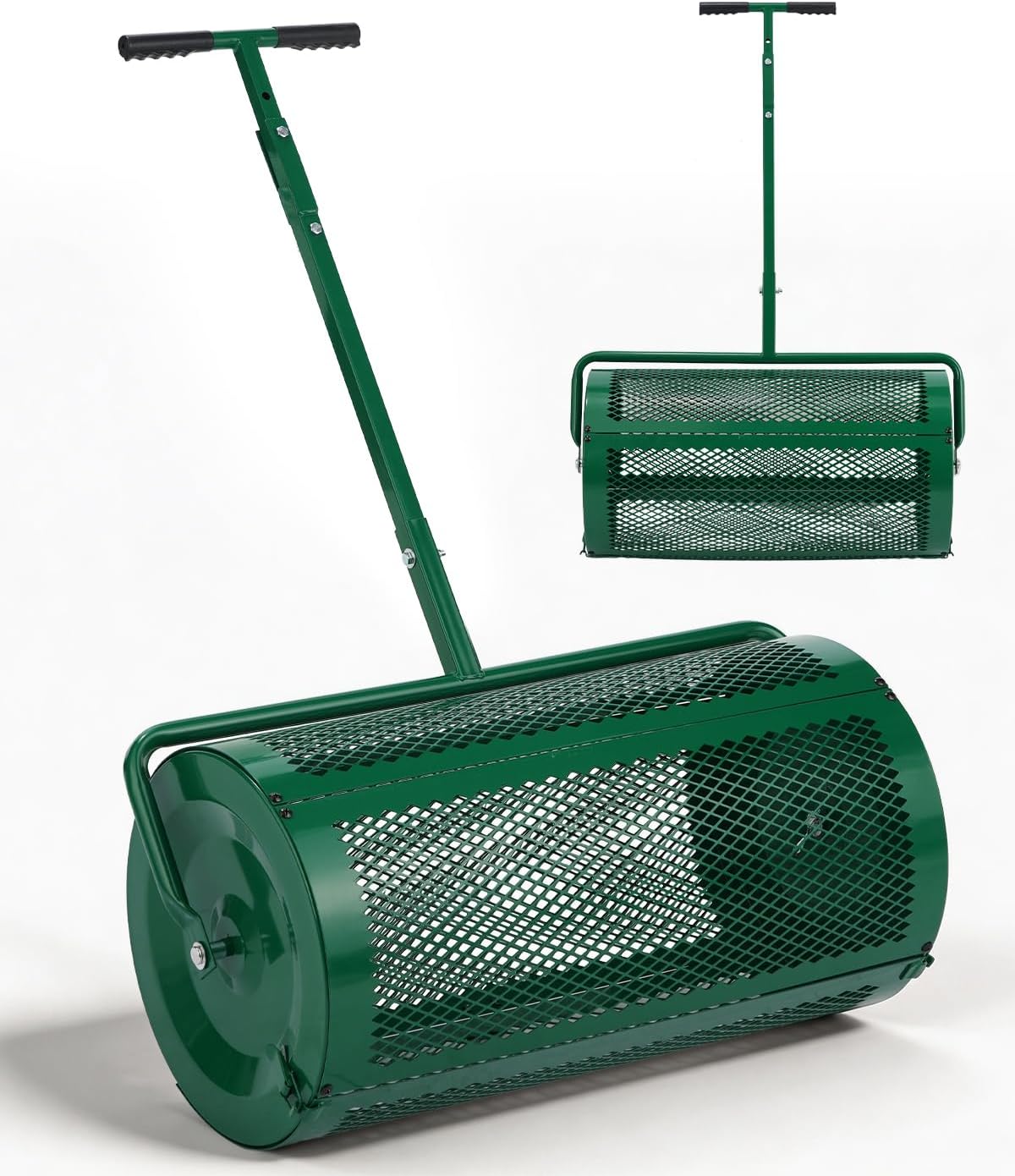 Outvita Compost Spreader, 30’’ Wide Peat Moss Spreader with Push/Tow Handle, 5 Heights Adjustable, Powder-Coated Steel Garden Peat Moss Roller, Heavy Duty for Spreading Manure Mulch Topsoil