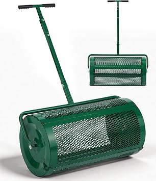 Outvita Compost Spreader, 30 Wide, 5 Heights Adjustable, Green