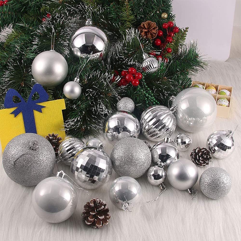 Jingyukj Bombki na choinkę, zestaw 36 sztuk, 40 mm, srebrne bombki choinkowe