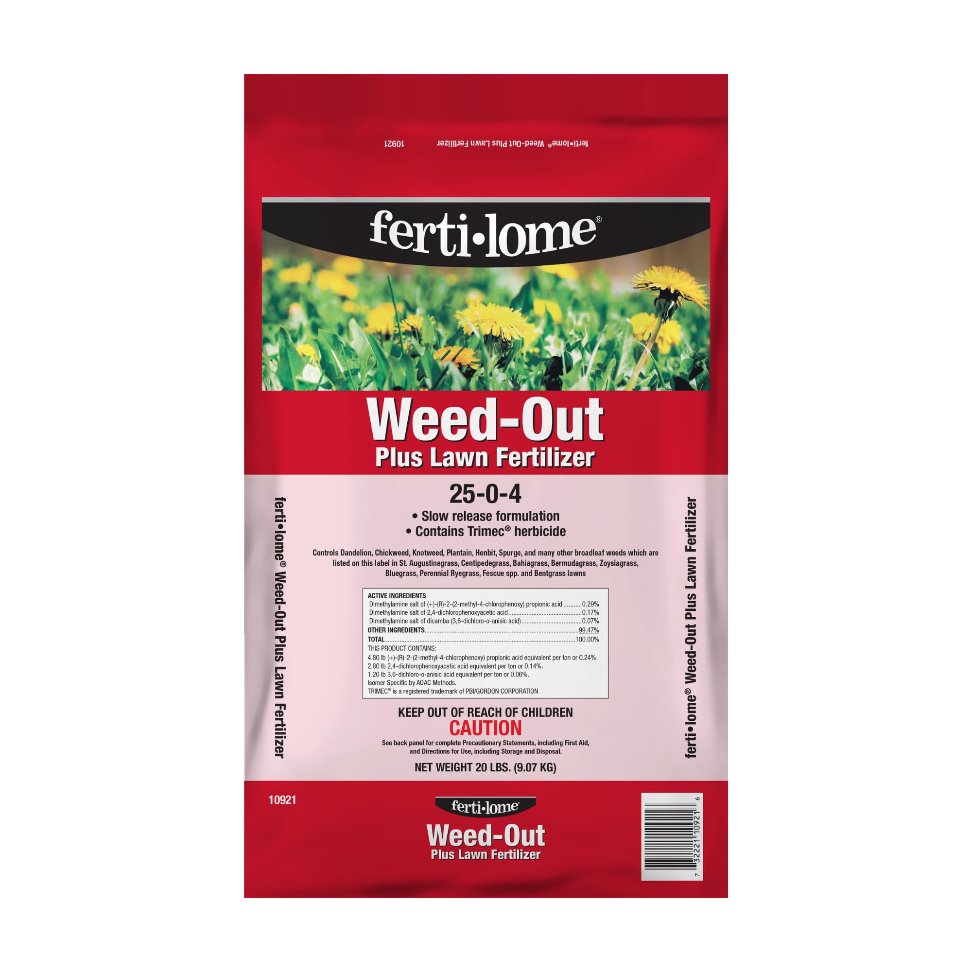 - Fertilome (10921) Weed-Out Plus Lawn Fertilizer 25-0-4 (20 lbs.)
