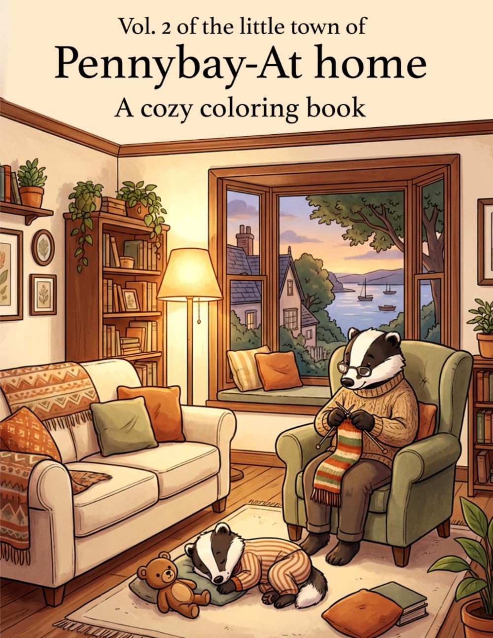 Pennybay - At home: A Cozy little animal town Coloring Book for Adults (The little town of Pennybay- coloring books)