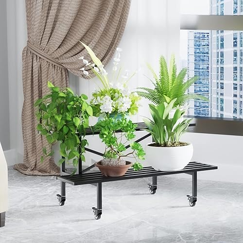 Miniatura 10 de Zhongma Soporte para plantas de 3 niveles resistente para el hogar, jardín, amantes de las plantas, estante de almacenamiento de metalsoporte de