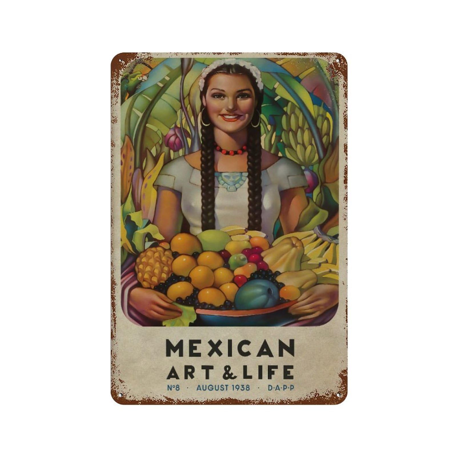 xiaoxiaoshen Vintage Mexican Culture Decor, Mexico Travel Wall Decor Art Metal Tin Poster Modern Home Decor Art Home Bar Shop Decorations Vintage Sign 30x20cm