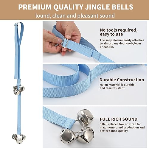 Vista 11 de Campanas mejoradas para cachorros, timbres de perro para perilla de puerta, entrenamiento para ir al aire libre, campanas de perro para cachorros