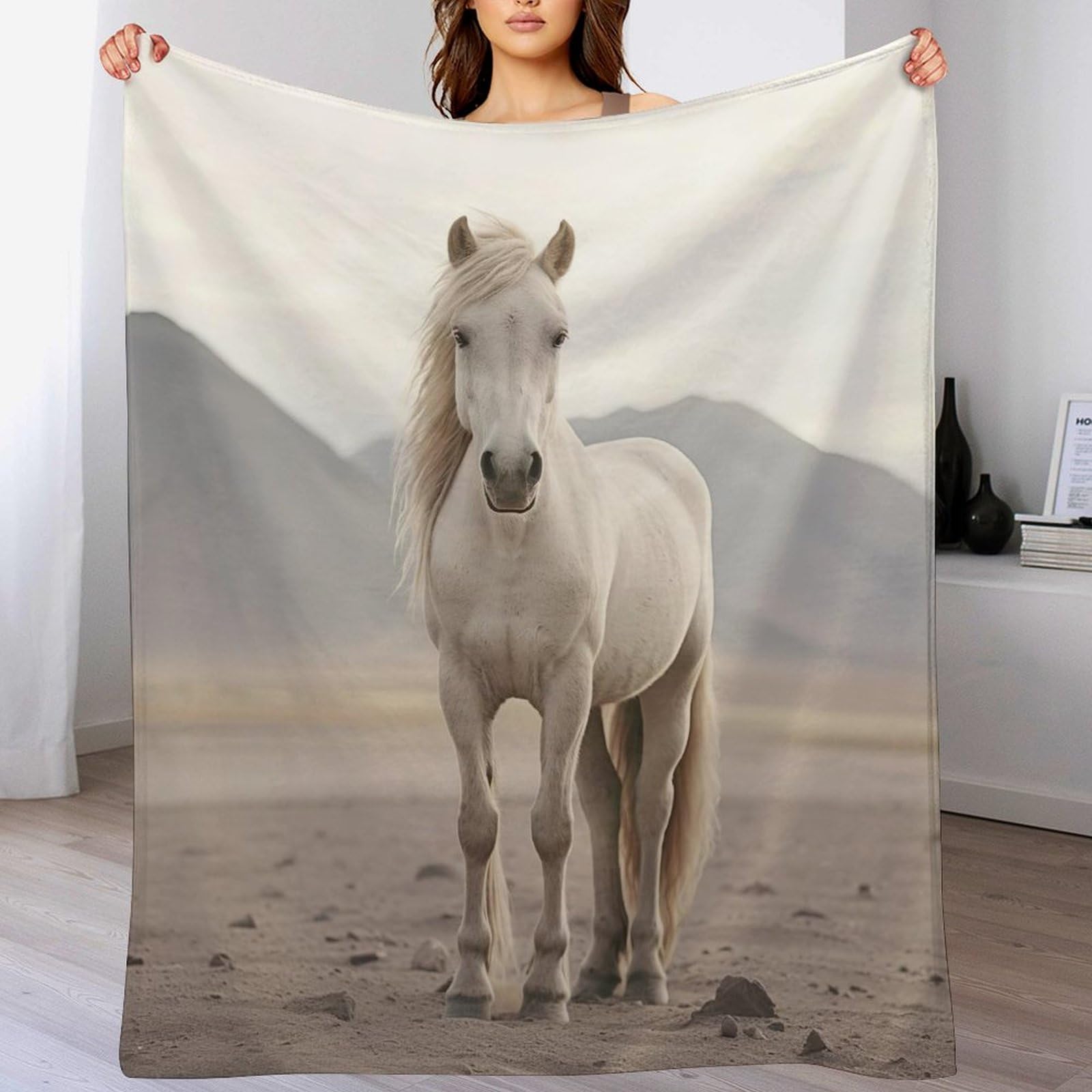 Couverture polaire flannel cheval de qualité supérieure jeté de lit doux et thermique