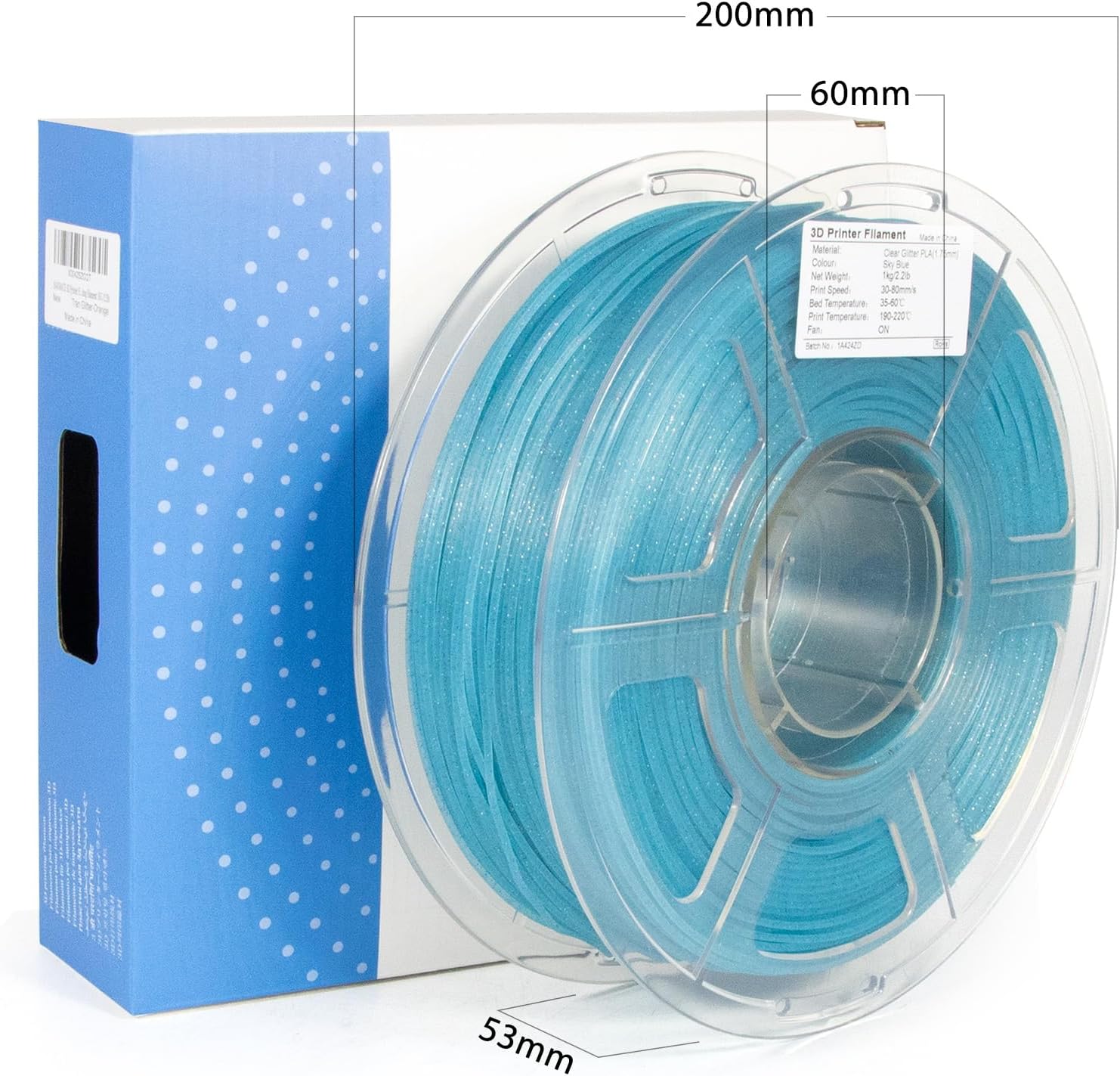 iSANMATE Clear PLA 3D Printer Filament, Transparent Glitter Sky Blue PLA Filament 1.75 mm, 3D Printing Filament 1KG/2.2lb - Image 8