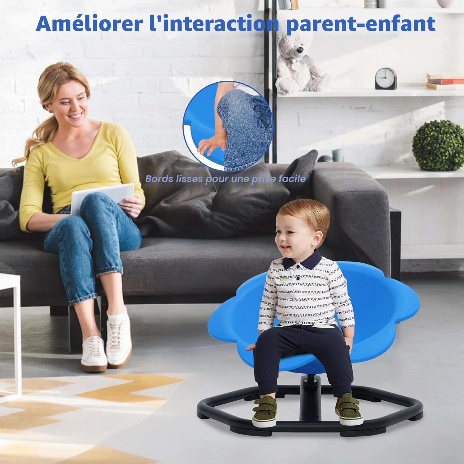 Chaise pivotante éléphant pour Enfants, siège Rotatif à 360°, Chaise pivotante pour Enfants autistes, Chaise carrousel sensoriel, Chaise d'entraînement et de Coordination corporelle, Base en