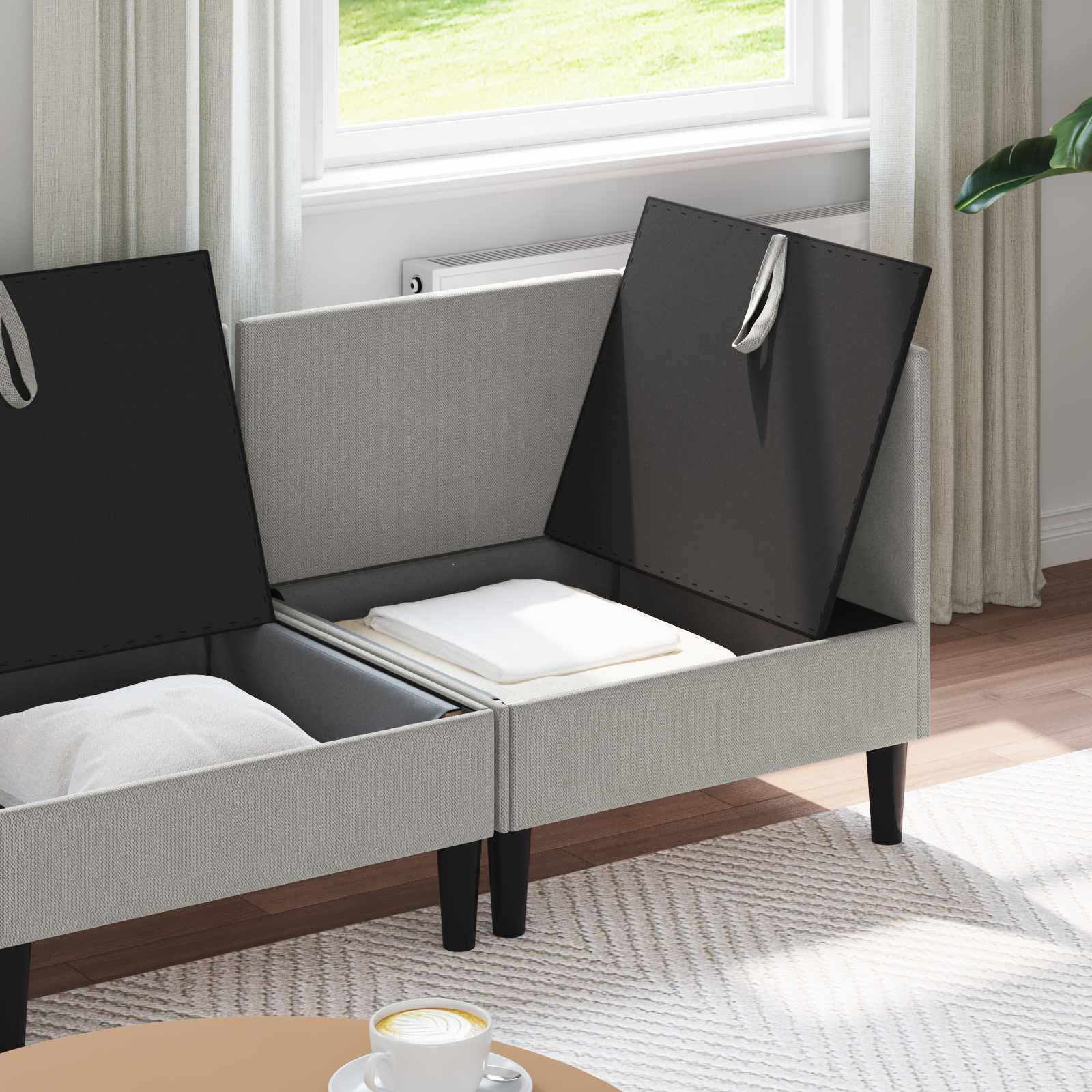 Sofa Wohnzimmer, Wohnzimmer Couch, Wohnzimmer Sofa, Wohnzimmergarnitur 3 STK. Hellgrau Stoff