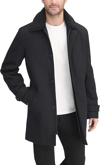 dkny black wool coat